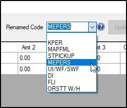 Image showing the renamed code drop list. 